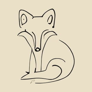 Fox Line Art Drawing - Good ol' Fox Critter Minimalistic Digital Line Art by SeaStories T-Shirt