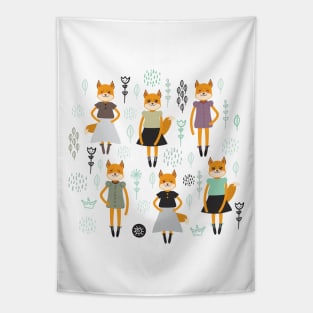 Kawaii fox girl in dress Tapestry