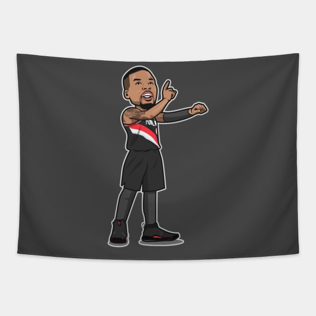 Damian Lillard Cartoon Style Tapestry by ray1007