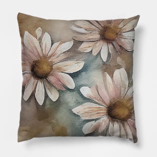 Daisy watercolor painting #2 Pillow