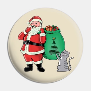 Cat and santa claus Pin