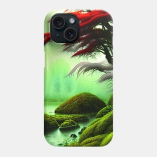 Digital Painting Scene Of a Lake Under A Variety Of Colorful Plants, Amazing Nature Phone Case