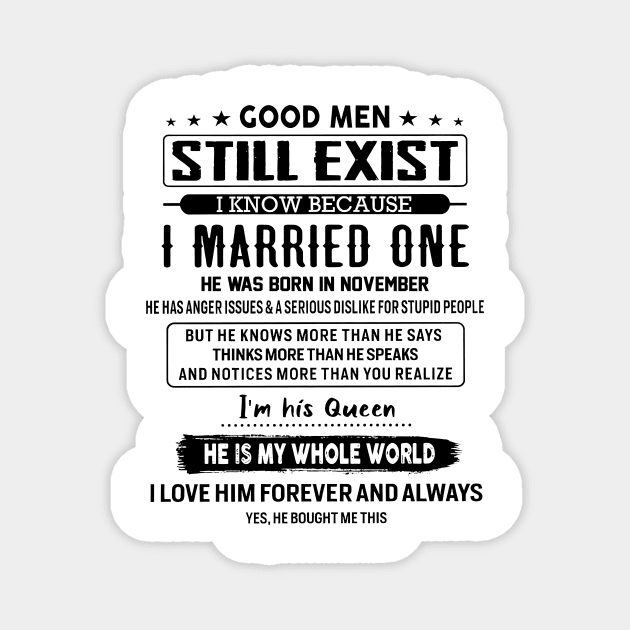 Good Men Still Exist I Married One He Was Born In November Magnet by Red and Black Floral