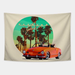 Karmann Ghia sunset palm trees Tapestry