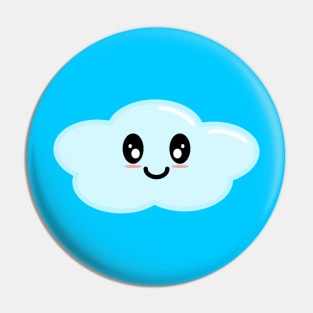 Kawaii Cute Cloud Character - Blue Pin