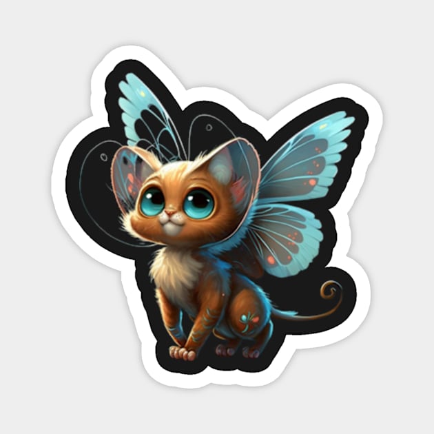 Cute Butterfly Cat Sticker Magnet by MoGaballah