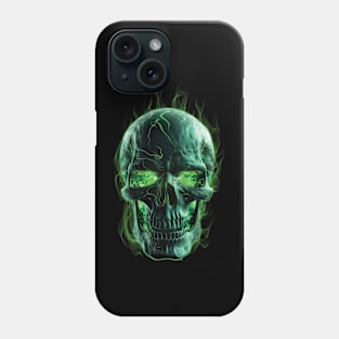 Green Flaming Skull Phone Case
