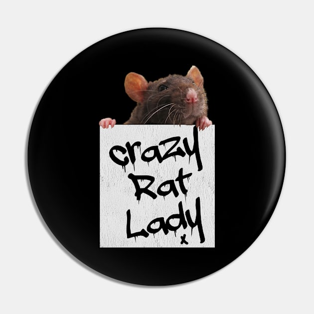 Rat - Crazy Rat Lady Pin by Kudostees