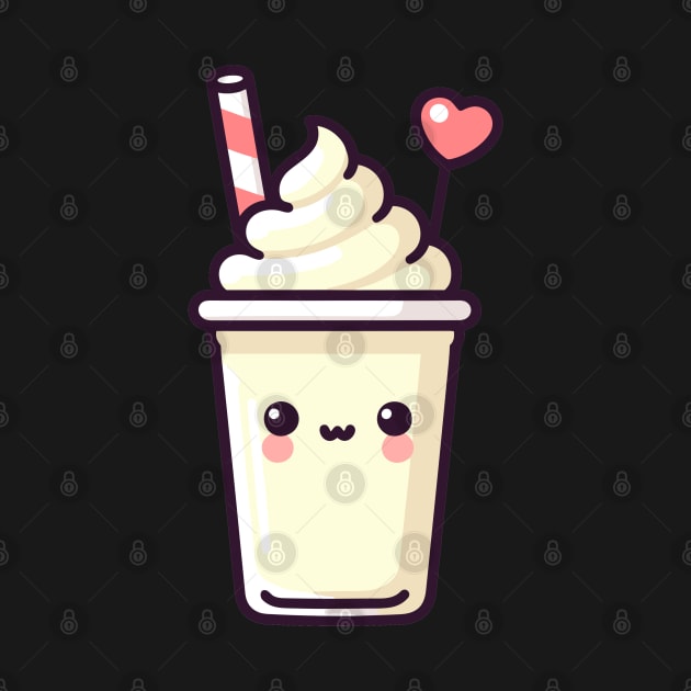 Kawaii Vanilla Milkshake Ice Cream with a Heart | Cute Kawaii Design for Ice Cream Lovers by Nora Liak