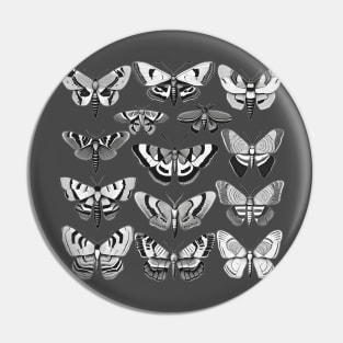 Moth collection butterfly goblincore goth cottagecore black and white design Pin