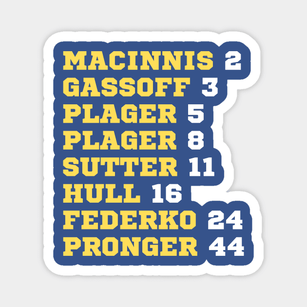 Blues Retired Numbers Magnet by Arch City Tees