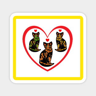 three tricolor kittens Magnet