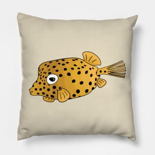 Yellow boxfish cartoon illustration Pillow