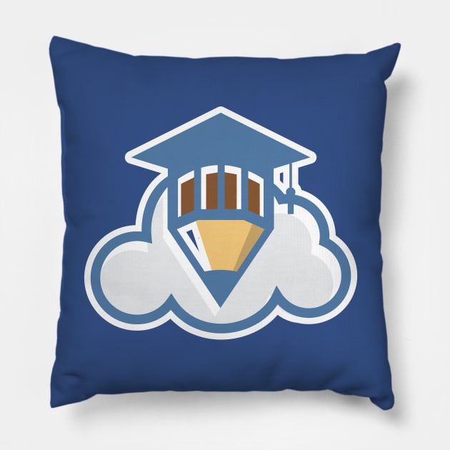 Pencil cloud sticker logo design. Education logo concept. Cloud education logo vector, cloud and pencil sticker design icon. Pillow by AlviStudio