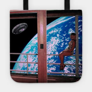 Stations - Space Aesthetic Collage, Retro Futurism Tote