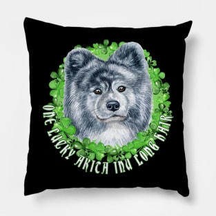 One Lucky Akita Inu Long Hair Pillow