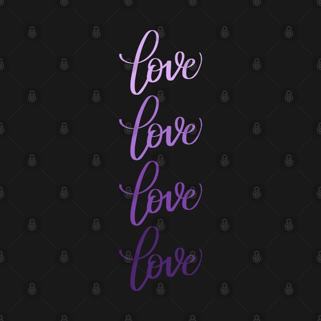 Love in Modern Calligraphy in Purple Gradient by Kelly Gigi