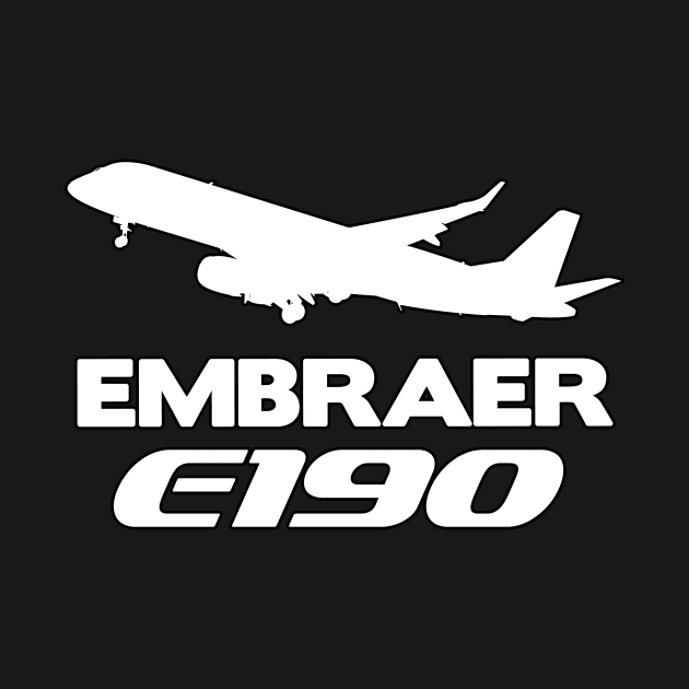 Embraer E190 Silhouette Print (White) by TheArtofFlying