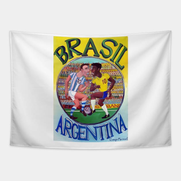 Brasil – Argentina , Clásicos del fútbol Mundial (IV) Tapestry by diegomanuel