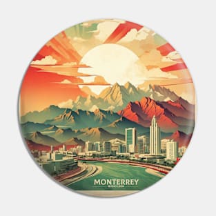 Monterrey Nuevo Leon Mexico Vintage Tourism Travel Sunset Pin