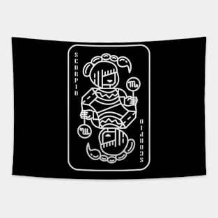 Scorpio Zodiac horoscope line art playing card style Tapestry