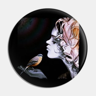 Girl with bird Pin