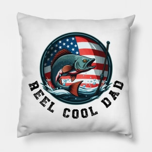 Vintage Usa Flag Fathers Day Fishing Pillow