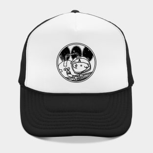 Space Rat in Spaceship SciFi Line Drawing Hat