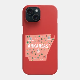 Arkansas illustrated map Phone Case