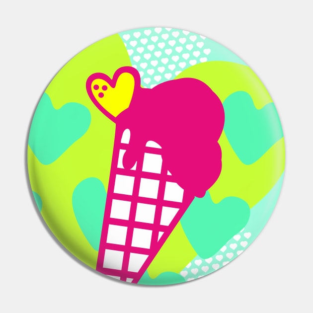 Summer Vacation Icecream - Neon Pin by XOOXOO