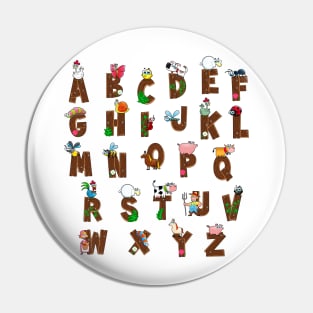 Alphabet Colored Animal Pin