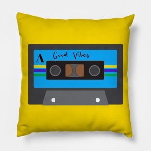 Good Vibes Retro Cassette Tape Pillow