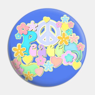 Peace Sign Flower Power Hippy Design Pin