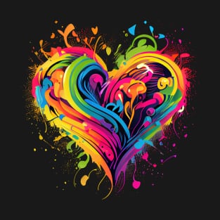 Rainbow colored heart  in neon colors T-Shirt