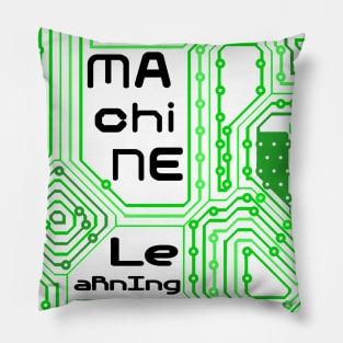 Machine Learning Computer Micro Chip Black Green Pillow