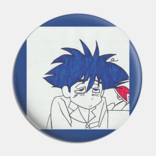 Anime boy with blue hair Pin