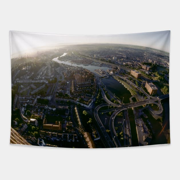 Bristol From The Air. City Skylines Tapestry by JonDelorme