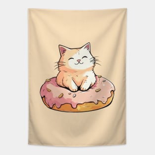 Cute cat with donut #3 Tapestry