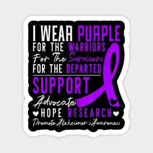 I Wear Purple Alzheimer's Awareness Dementia Disease Magnet