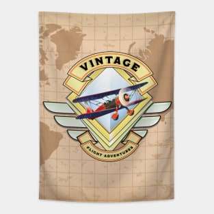 Vintage Flight Adventure travel poster. Tapestry