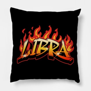 Libra Zodiac Retro Flames Birthday Pillow