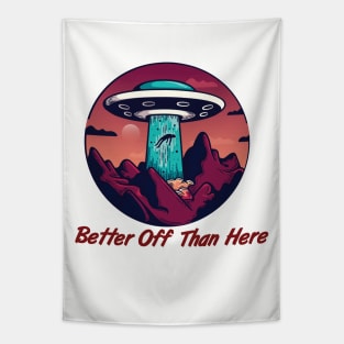 Better Off Than Here, Flying Saucer, Alien Abduction Tapestry