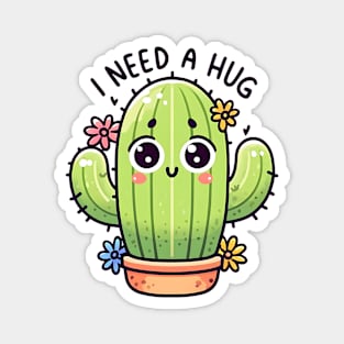 Cute Kawaii Cactus Needing a Hug. Succulent lover design. Magnet
