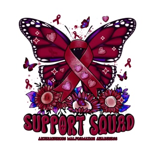 Arteriovenous Malformation Awareness - Support Squad butterfly sunflower T-Shirt