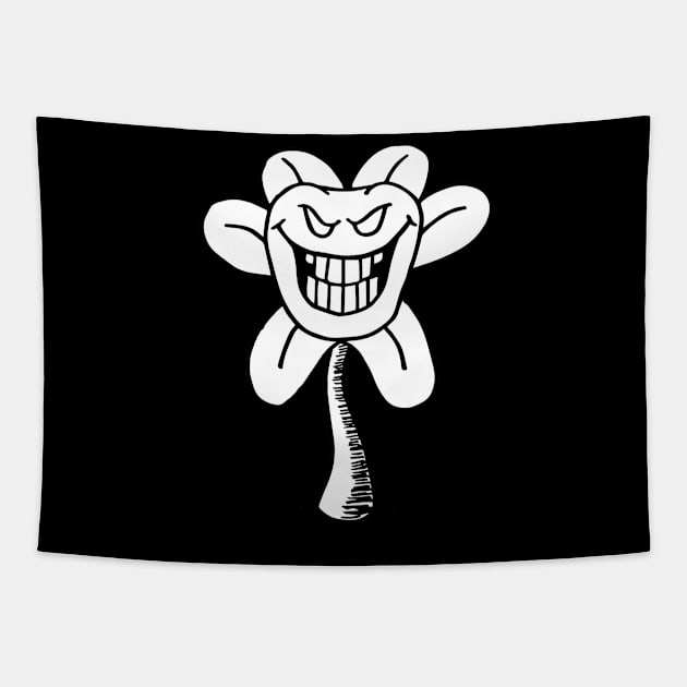 Flowey Undertale Simple Black and White Design Tapestry by Irla