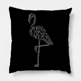 Geometric Flamingo Line Art White Pillow