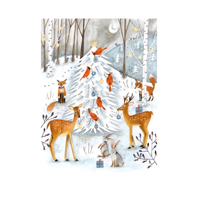 Christmas snow woodland animals by CarolineBMuller