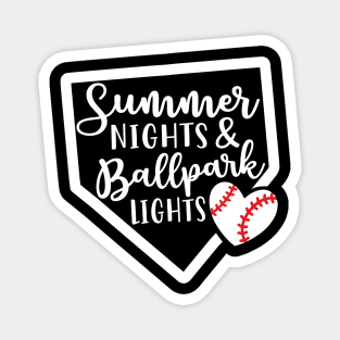 Summer Nights Ballpark Lights Baseball Magnet