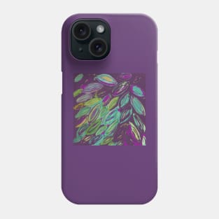 Watercolor Leaves in Purple Teal Blue Gold Phone Case