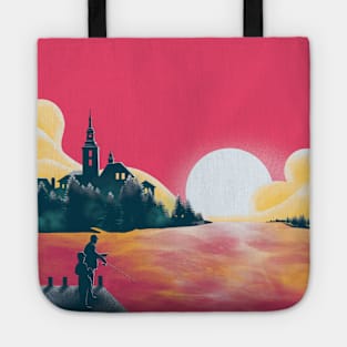 Sunset and fishing view landscape Tote